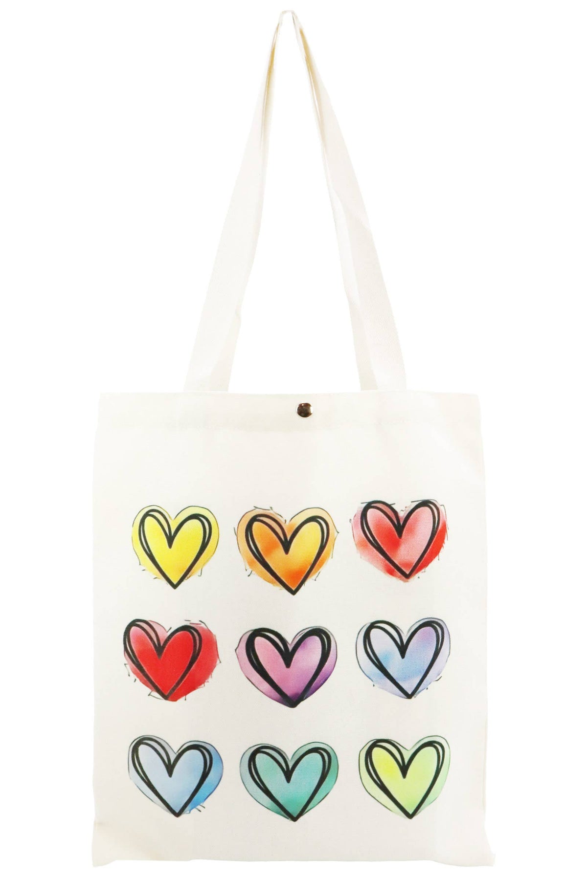Variety Heart Snap Button Tall Canvas Tote Bag