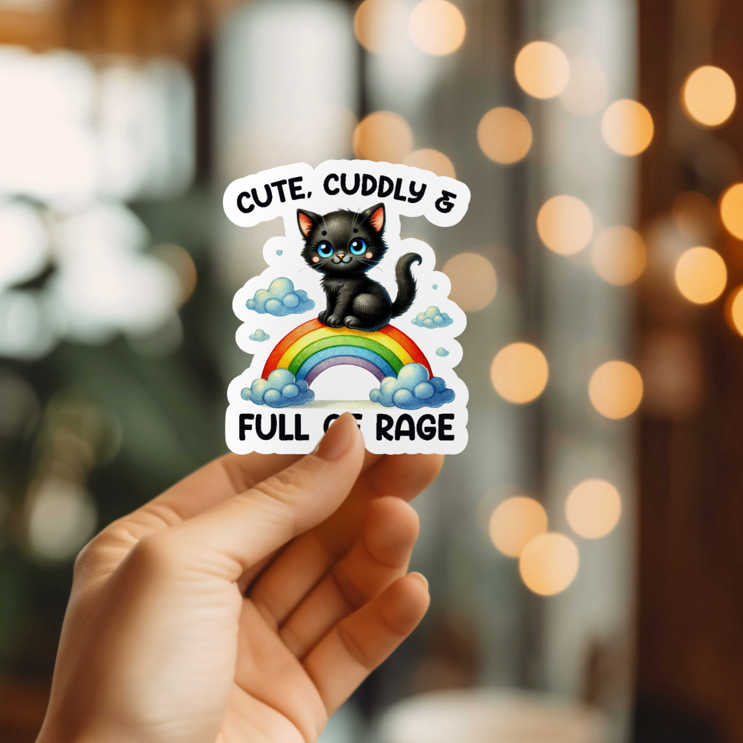 Funny Cute, Cuddly & Full Of Rage Vinyl Sticker