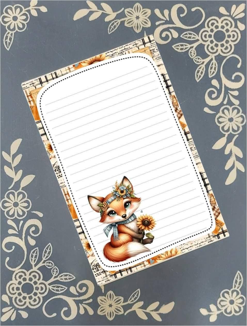 Notepad Fox & Sunflower Autumn Stationery