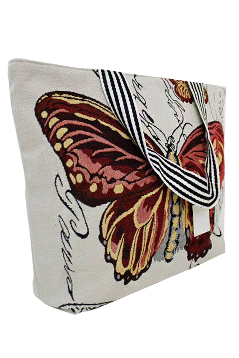 Butterfly Wonderland Tapestry Canvas Tote PURPLE