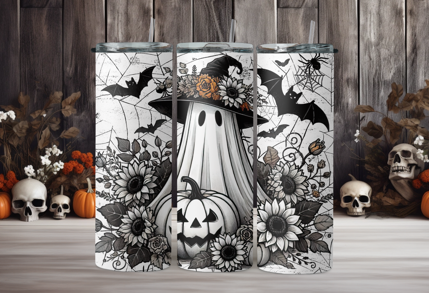 Spiderweb Witch Ghost Tumbler