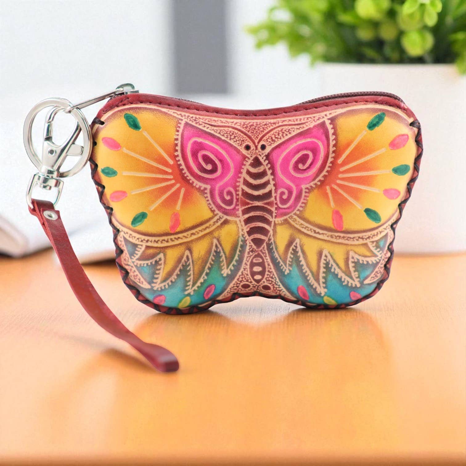 Handmade Leather Butterfly Coin Purse - T305