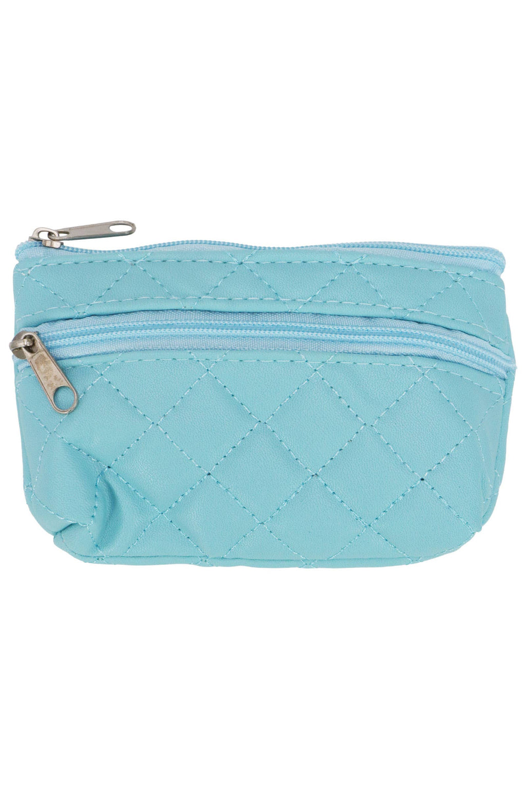 Diamond Quilted Double Zipper Coin Purse Bag