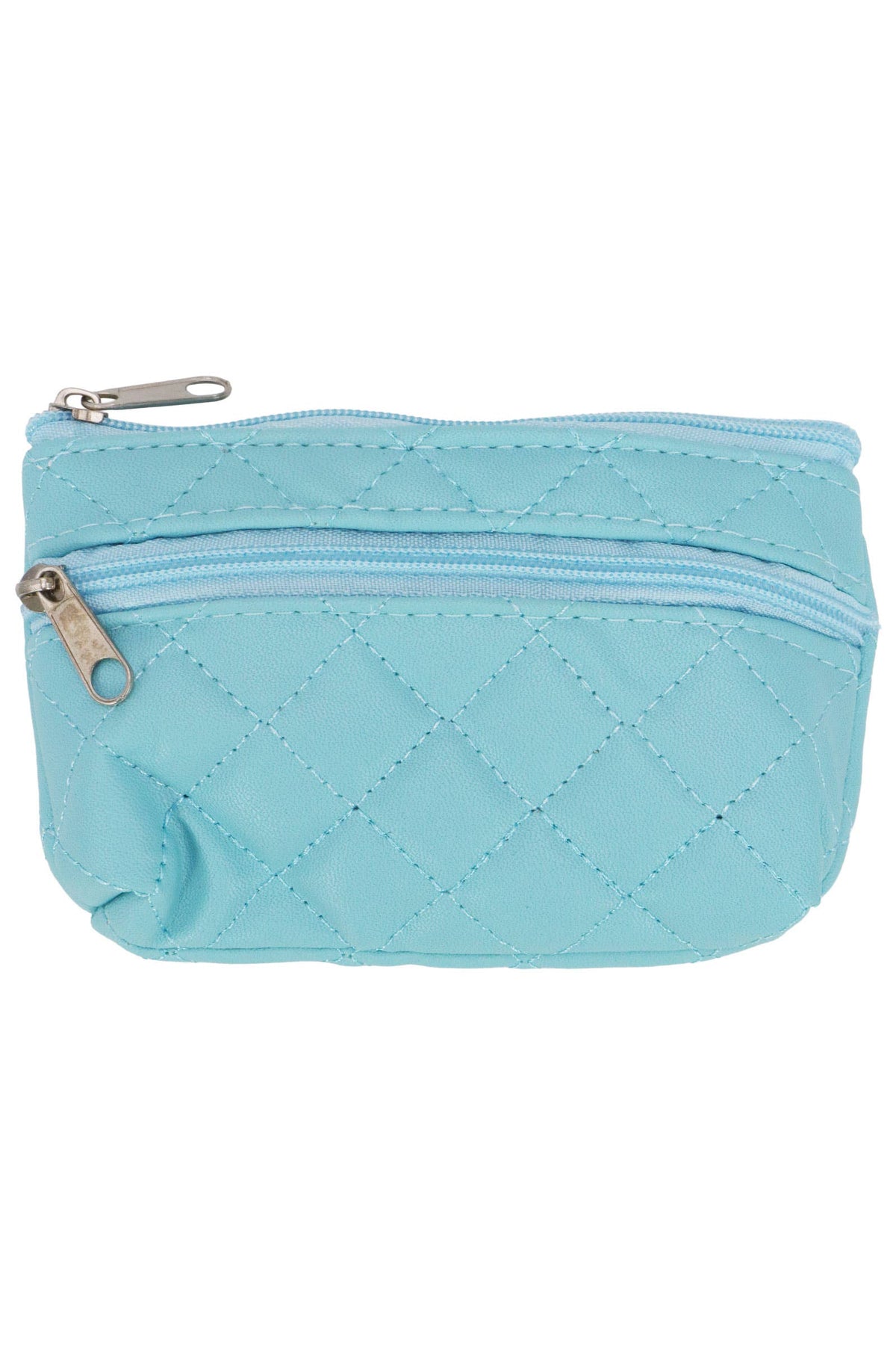Diamond Quilted Double Zipper Coin Purse Bag