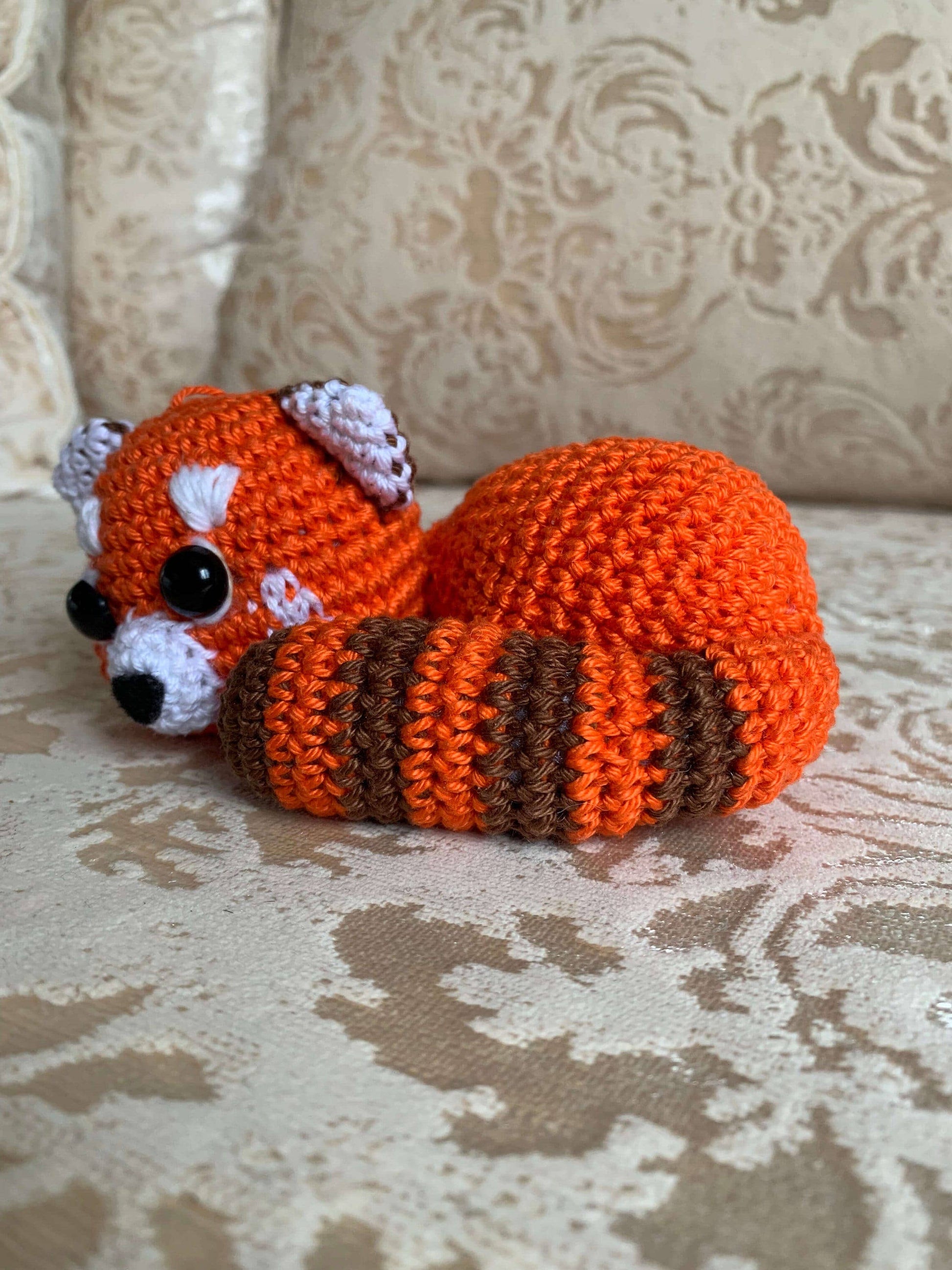Crochet Sleeping Red Panda, Funny Panda Decoration
