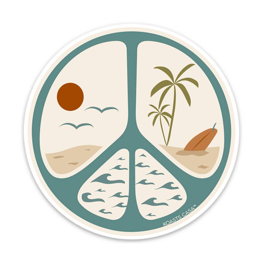 3.5" Beach Peace Vinyl Sticker