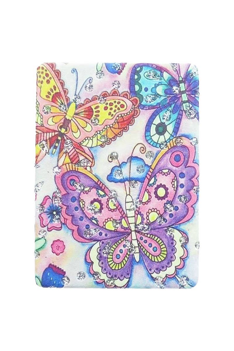Butterfly Floral Glitter Compact Makeup Mirror