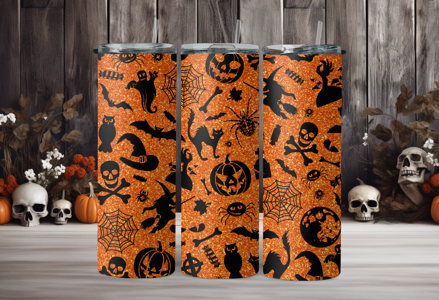 Glittered Halloween Essentials Tumbler