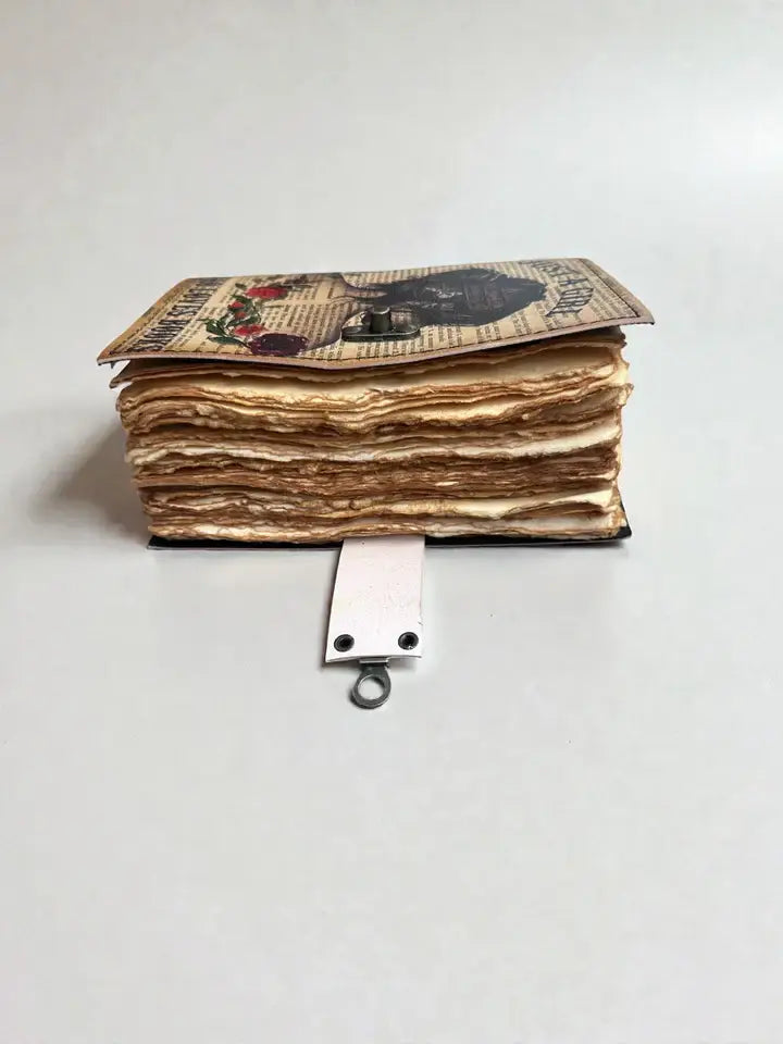 Leather Journal Vintage Notebook with Just A Girl Print