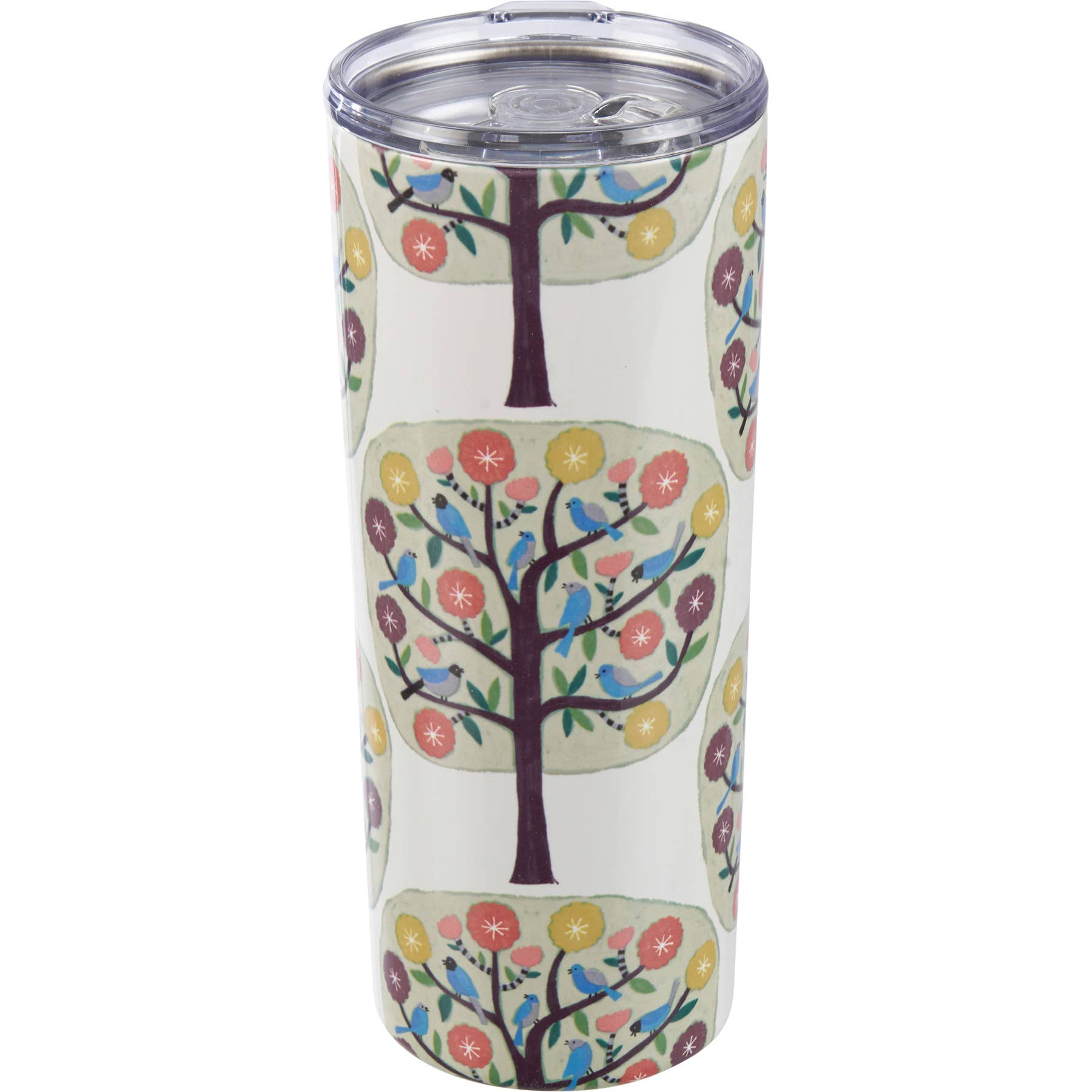 Cream Floral Trees Coffee Tumbler