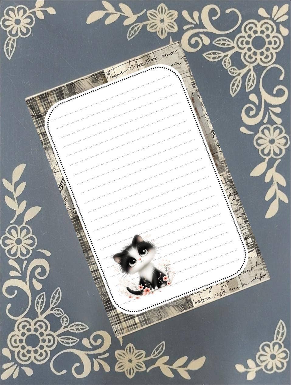 Notepad Cat Black & White Kitten, Stationery