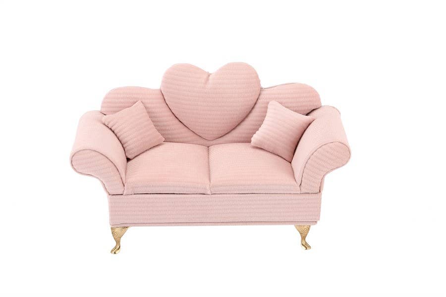 Ladies Antique Sofa Shaped Pink Jewelry Box