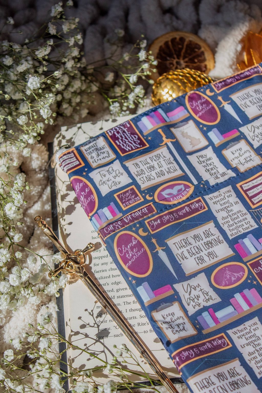Water-Resistant Book / Tablet Sleeve | ACOTAR Quote Wall