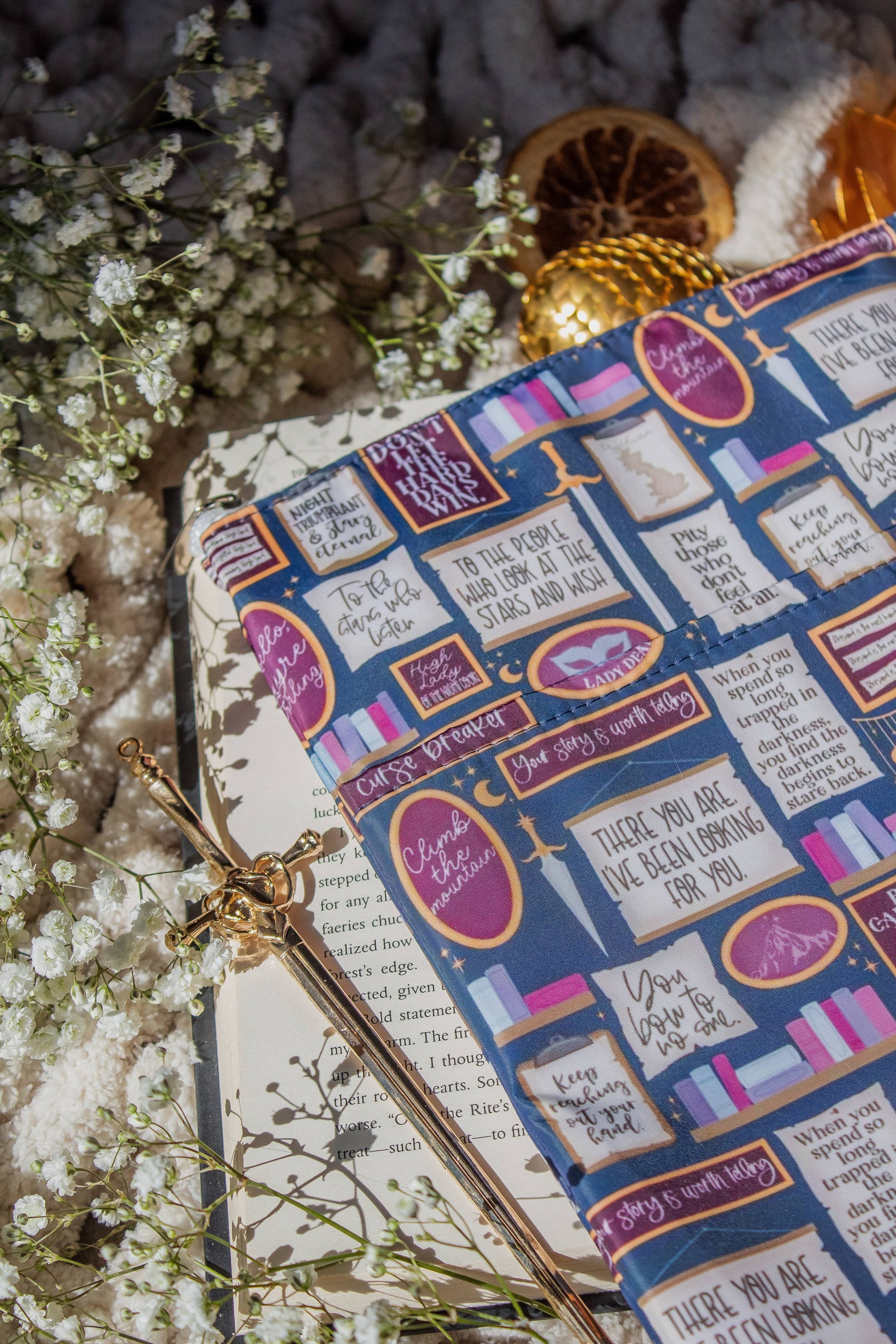 Water-Resistant Book / Tablet Sleeve | ACOTAR Quote Wall