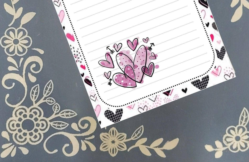 Notepad Valentine's, Hearts, Stationery