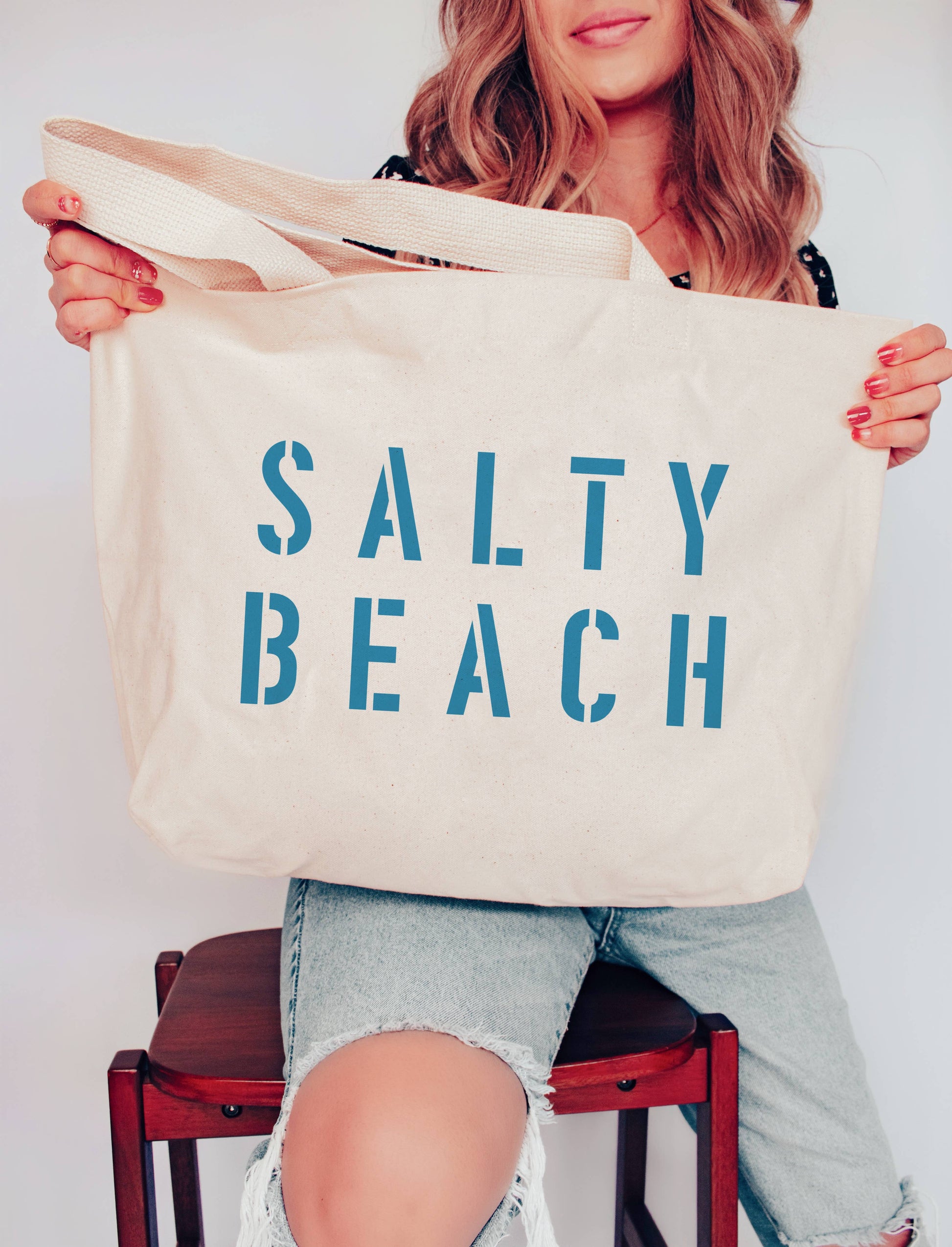 Salty Beach Stamp Look Tote Bag