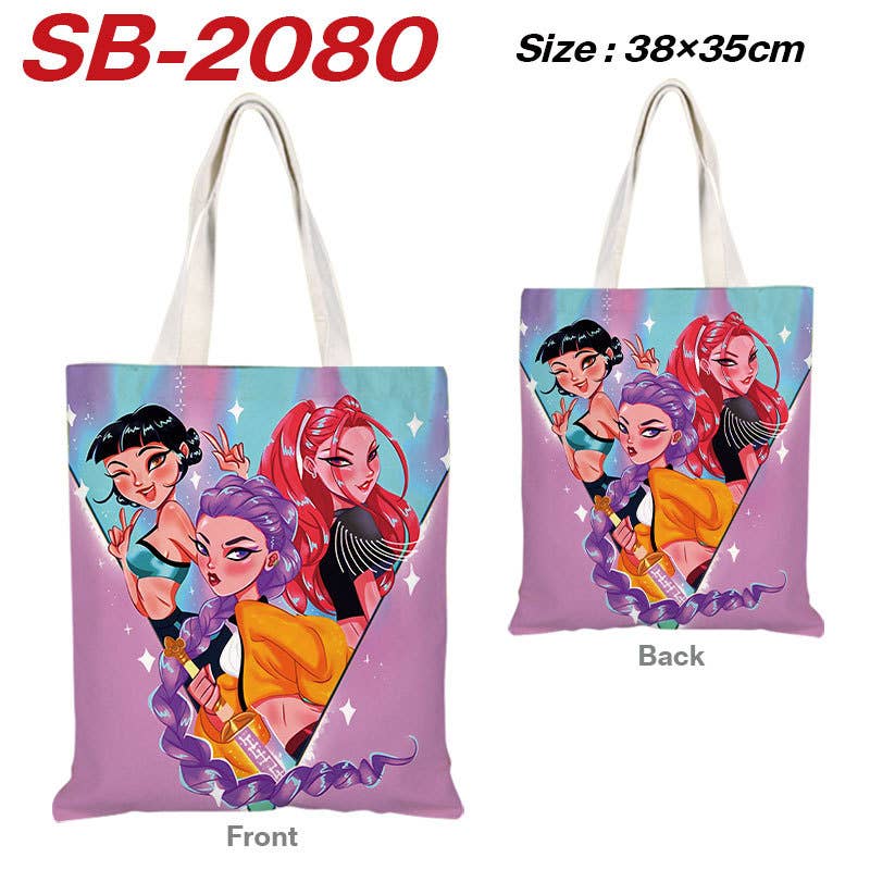 Kpop Demon Hunters full printing canvas shoulder tote bag