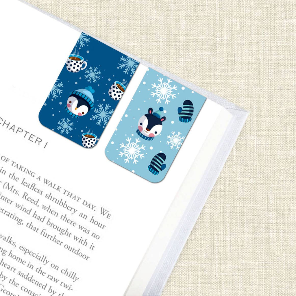 2-Pk Christmas Winter Penguins Magnetic Bookmarks (Packaged)