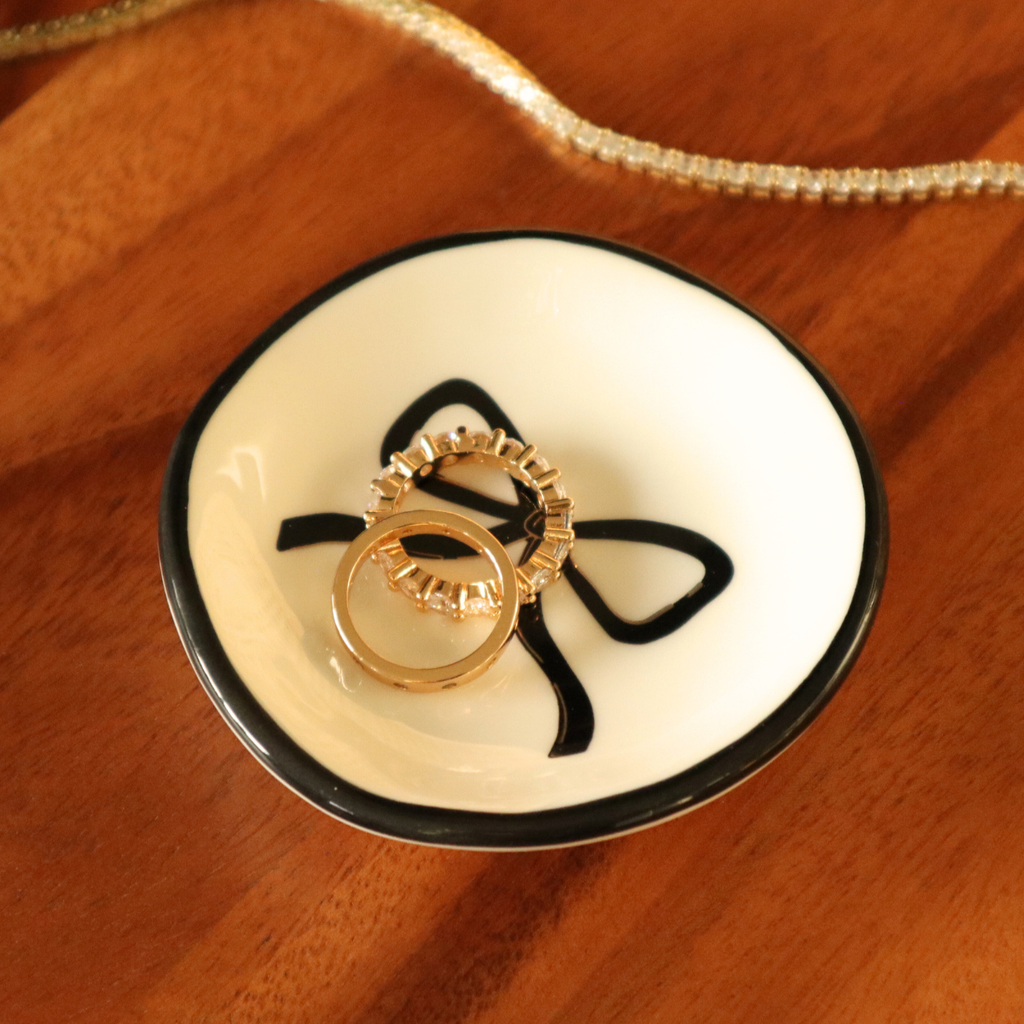 Ring Dish Black Bow