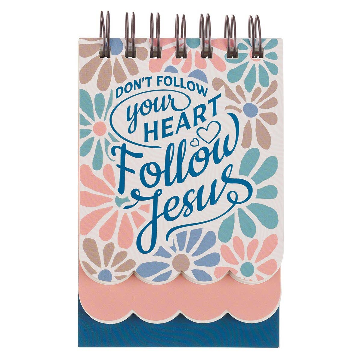 Spiral Notepad SM Coral Floral Follow Jesus