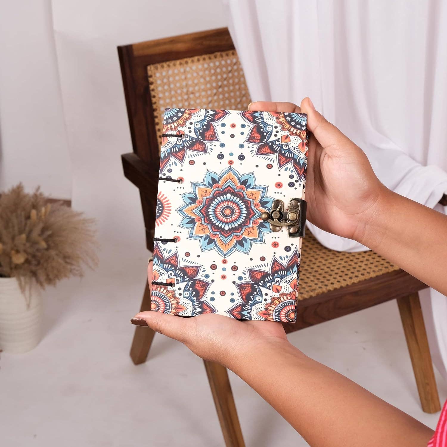 Mandala - Journal Diary Notebook with Leather Strap Lock - Unruled