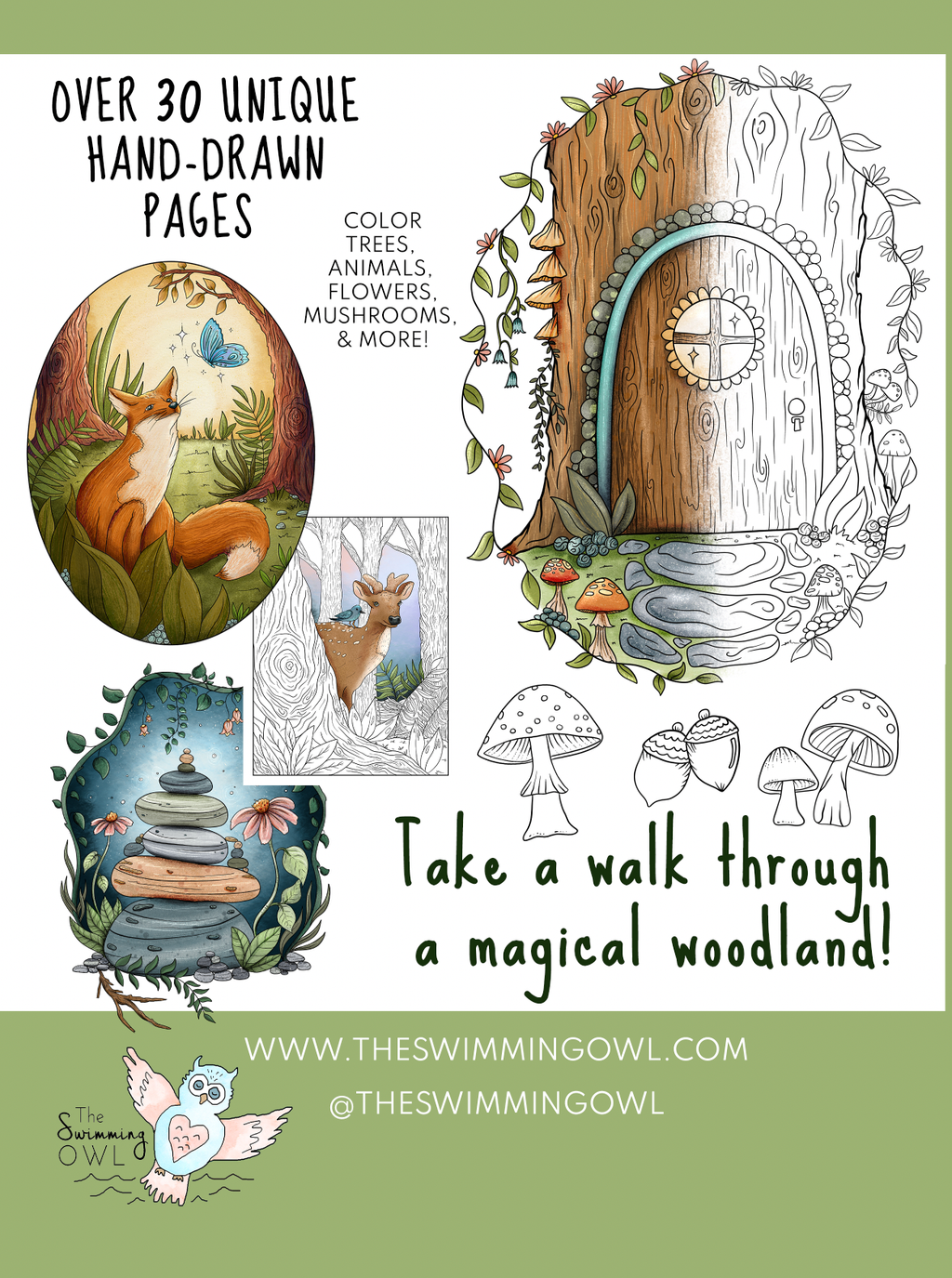 Whimsical Woodland Coloring Book For Adults + Teens