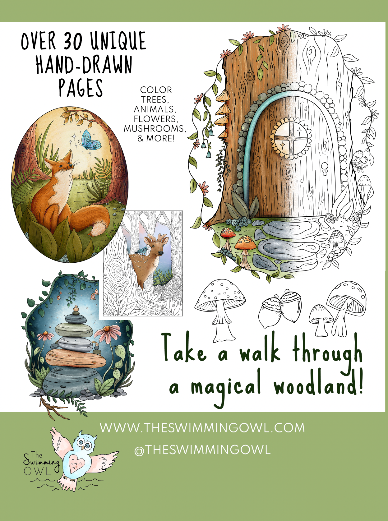 Whimsical Woodland Coloring Book For Adults + Teens