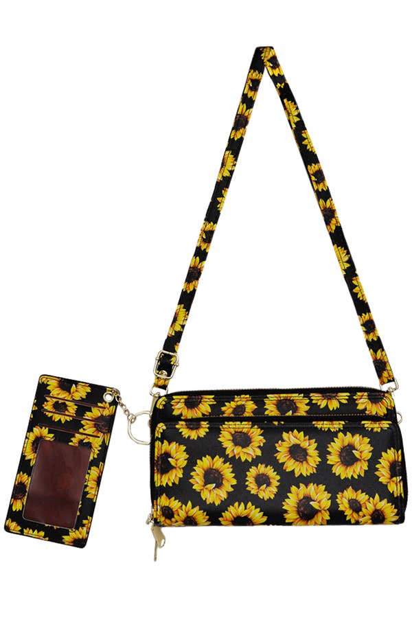 Sunflower Continental Wallet Crossbody Bag with Card Holder