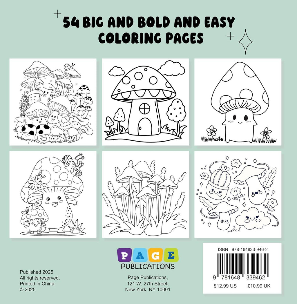 Mushrooms: Bold and Easy Coloring Book