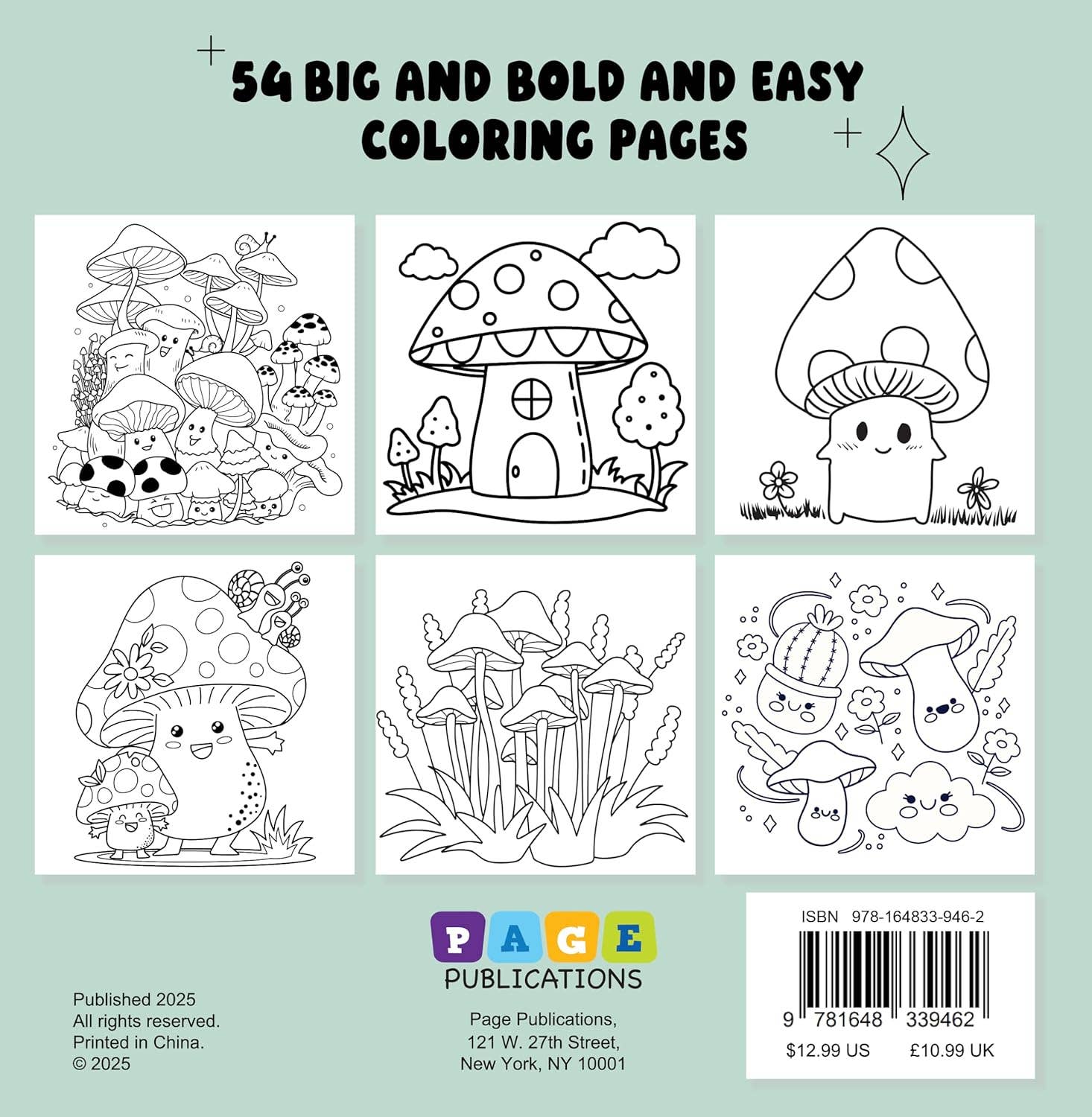 Mushrooms: Bold and Easy Coloring Book