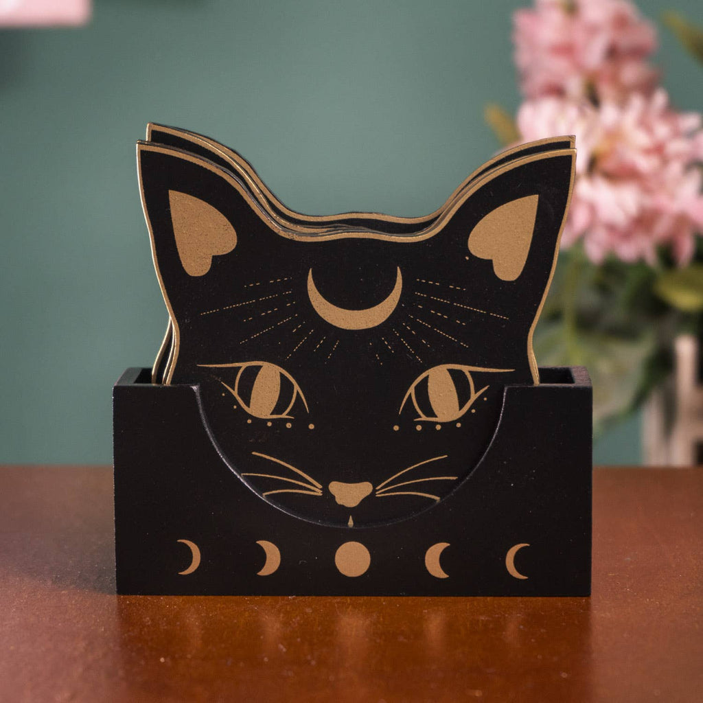 Black Cat Mystic Drink Coaster Set