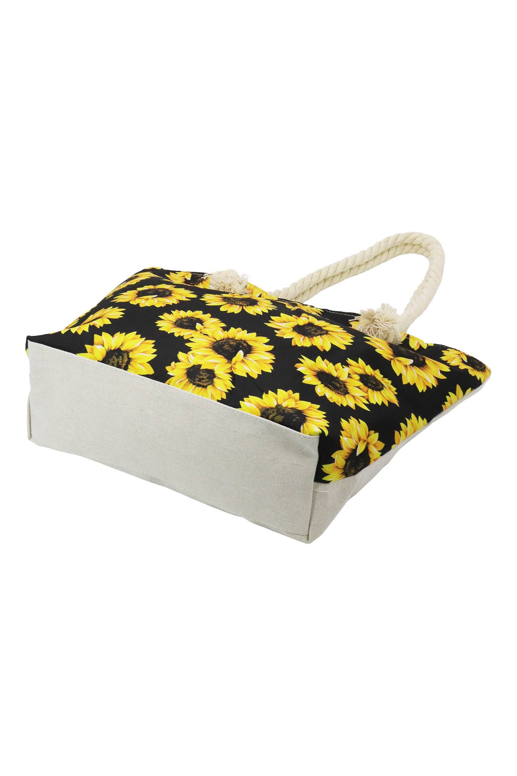 Sunflower Zippered Rope Handle Canvas Tote Bag