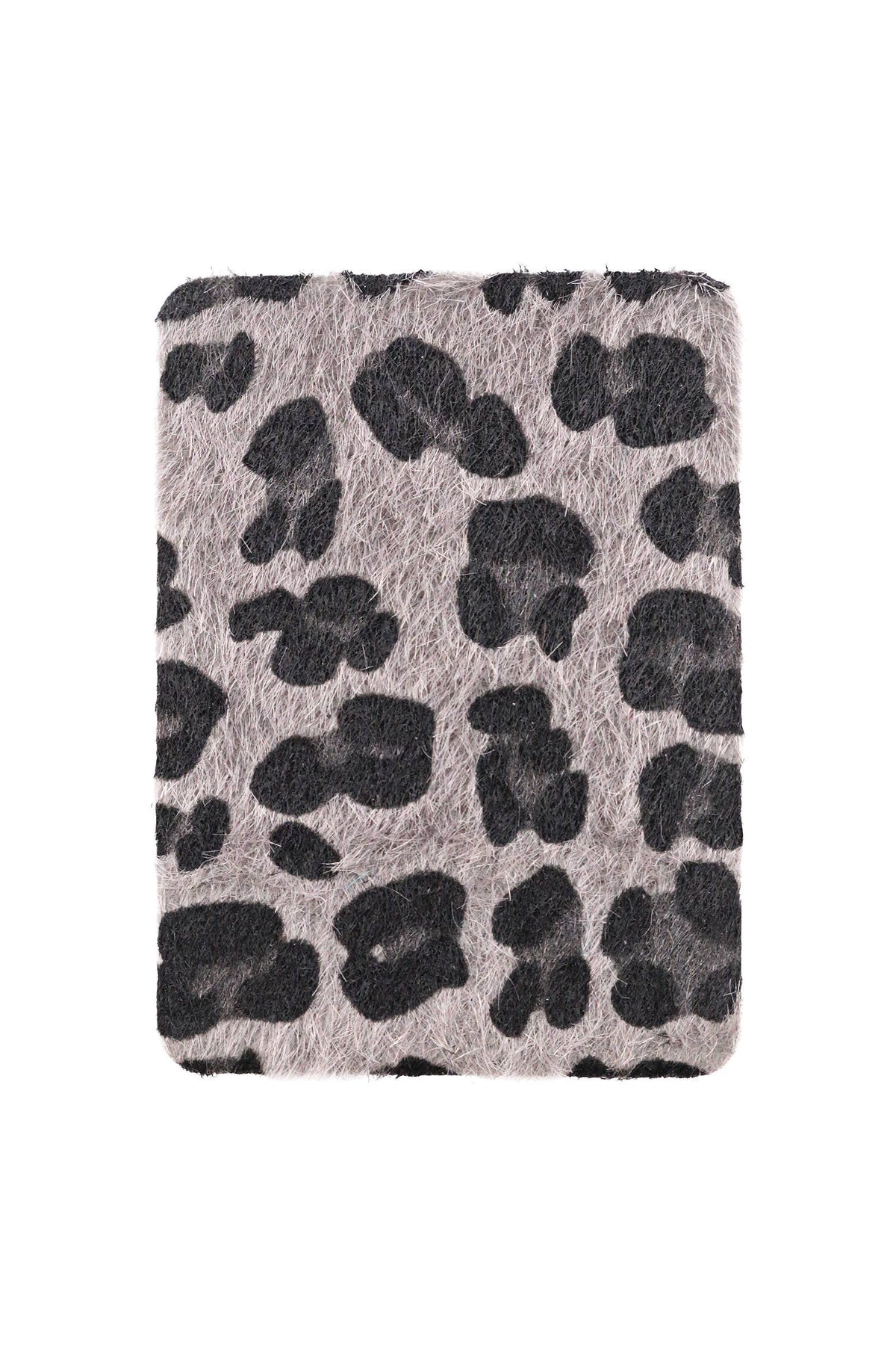 Leopard Print Fuzzy Faux Fur Compact Mirror - 12 Pcs