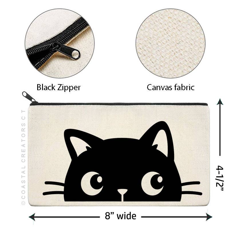 Peeking Cat Multi-Use Canvas Zipper Bag