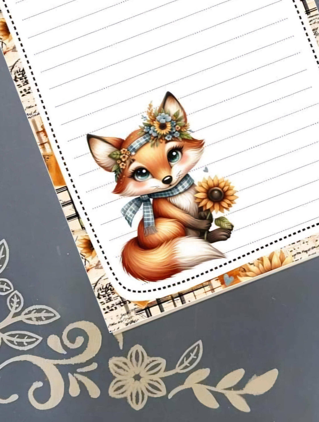 Notepad Fox & Sunflower Autumn Stationery