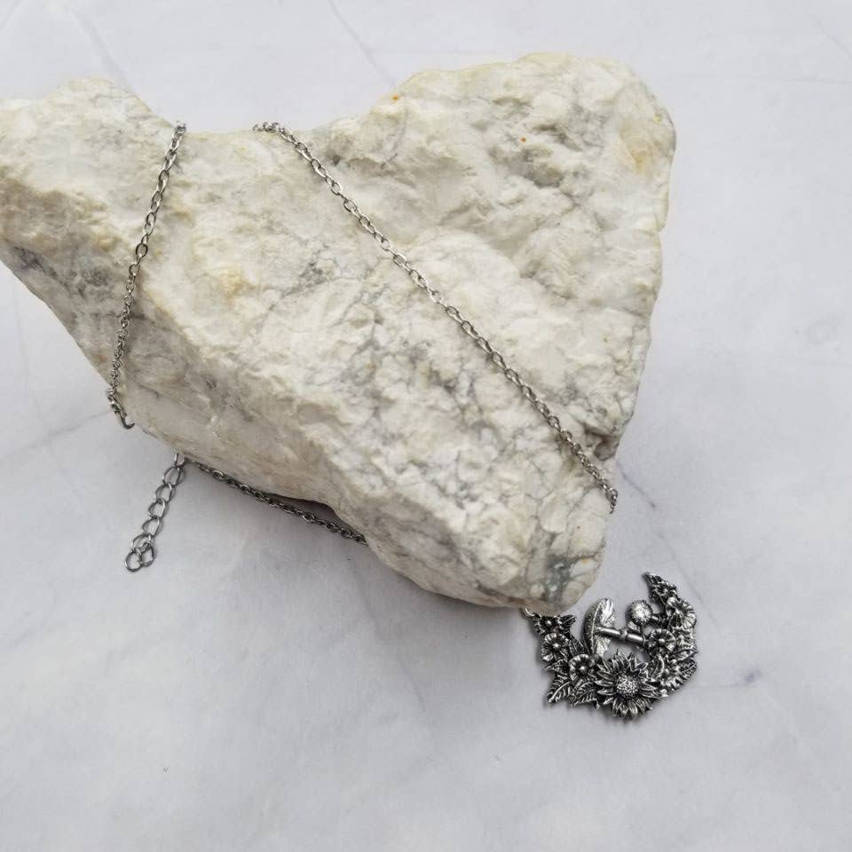 Mystic Mushroom Flower Moon Pendant Necklace