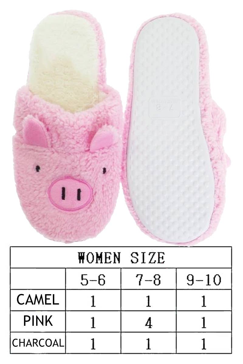 Piggy Fuzzy Terry Fleece Foam Lounge Slippers
