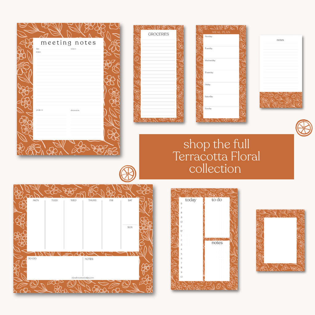 Terracotta Floral Weekly Planner Notepad | Fall & Halloween