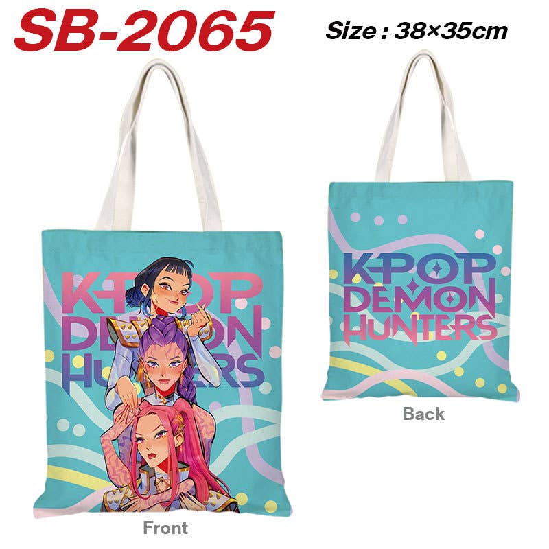 Kpop Demon Hunters full printing canvas shoulder tote bag