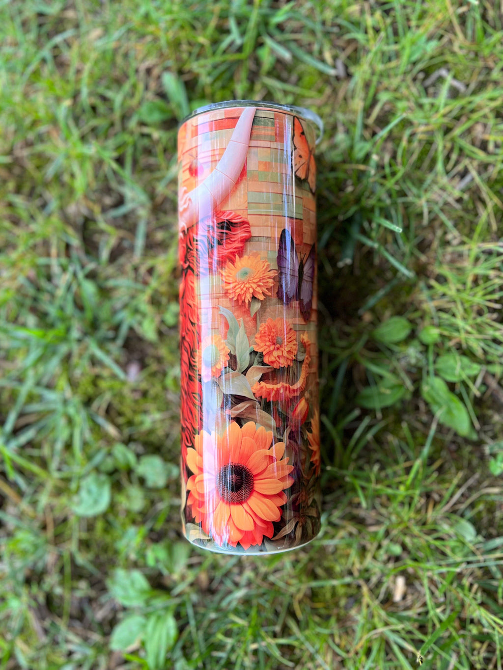 3D Style Sunflowers Highland Cow 20oz Tumbler