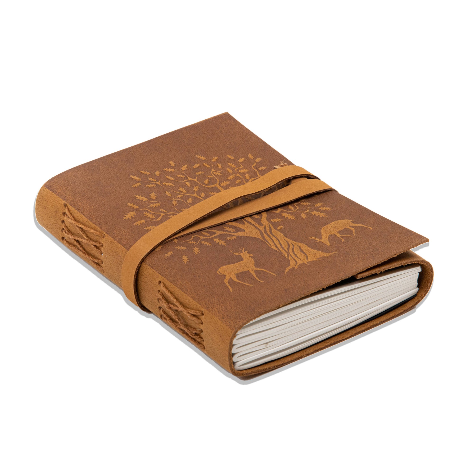 Embossed Leather Journal With Tree with Deer