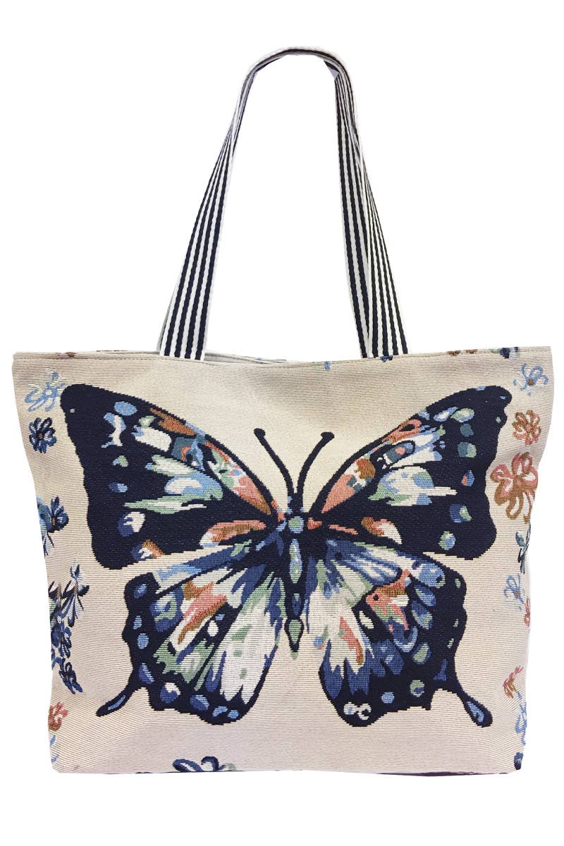 Butterfly Wonderland Tapestry Canvas Tote PURPLE
