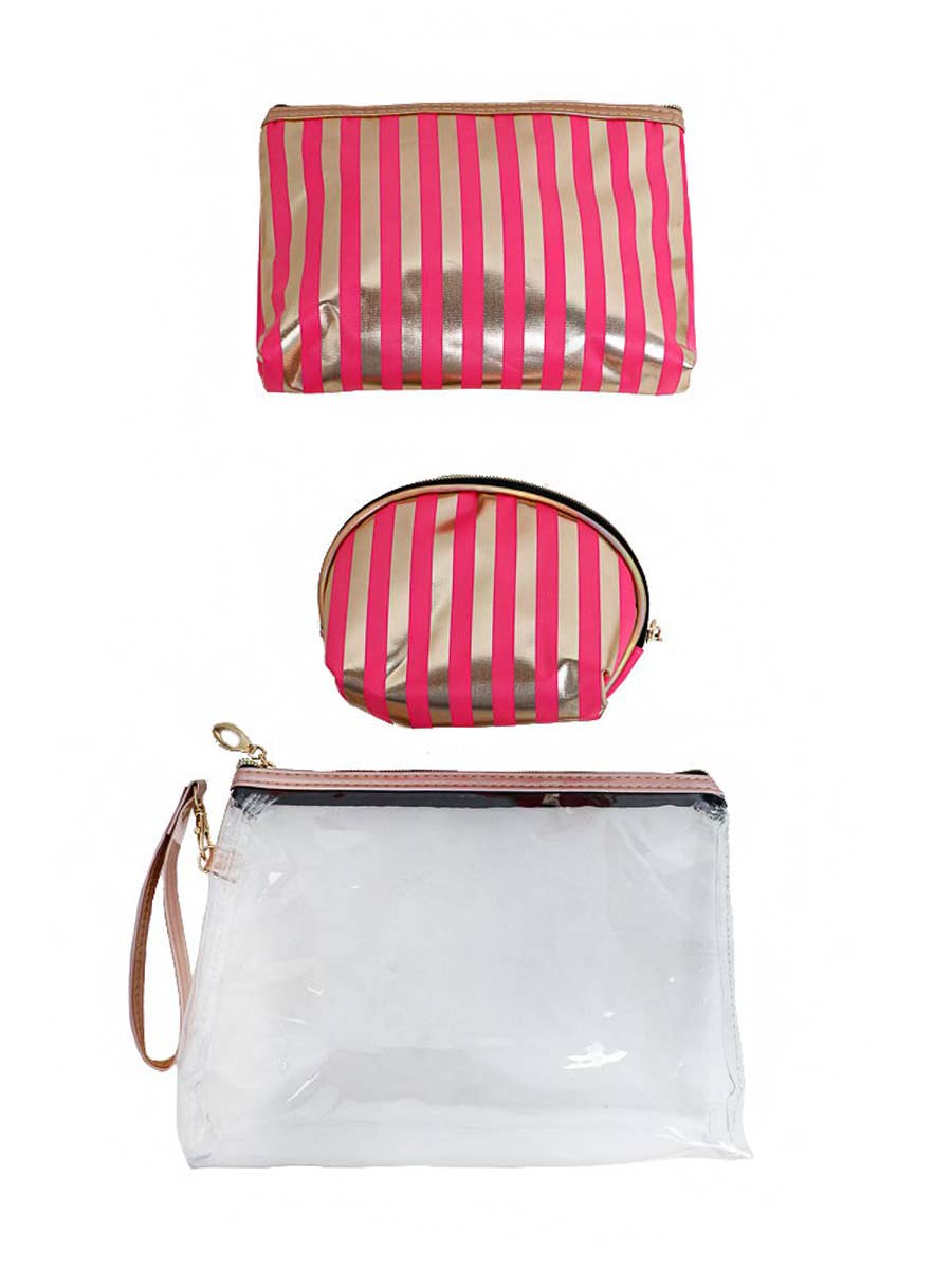 Toiletries Travel Set Striped Metallic 3-Pc