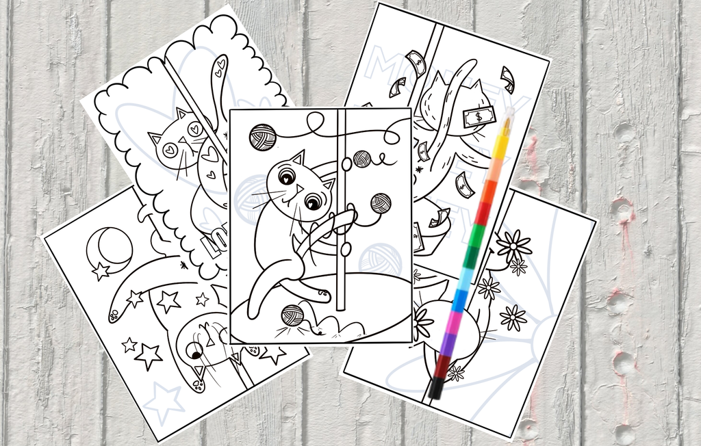 Funny Stripper Cat Coloring Sheets With Stackable Crayon