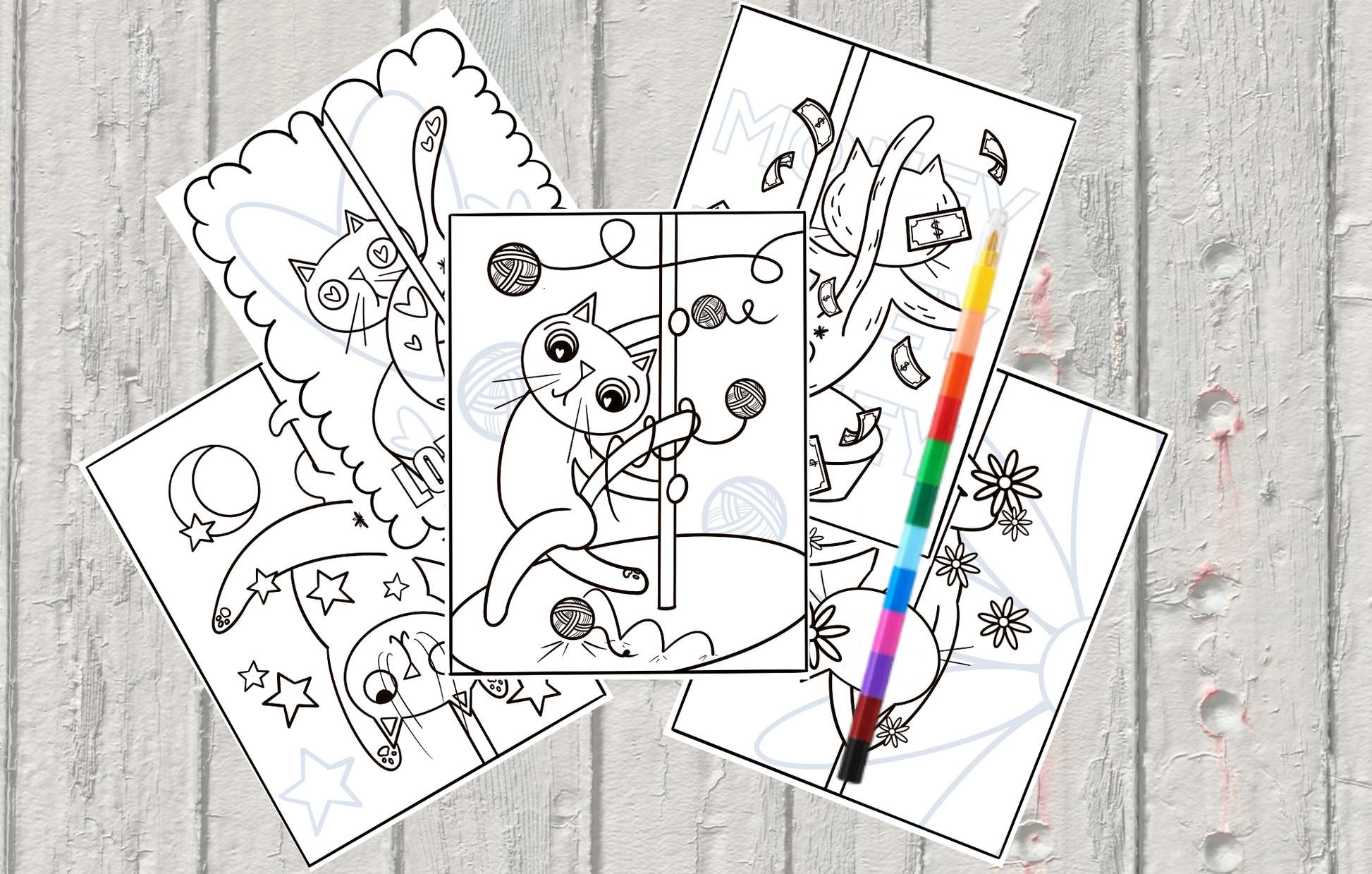 Funny Stripper Cat Coloring Sheets With Stackable Crayon