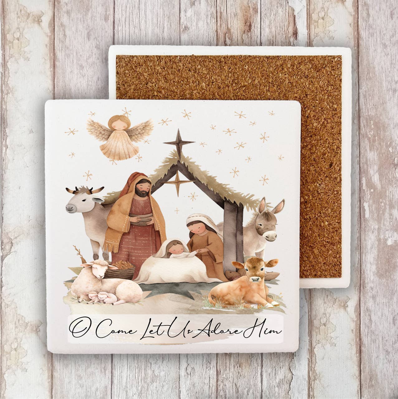 Christmas Nativity Christ is Born Stone Coaster
