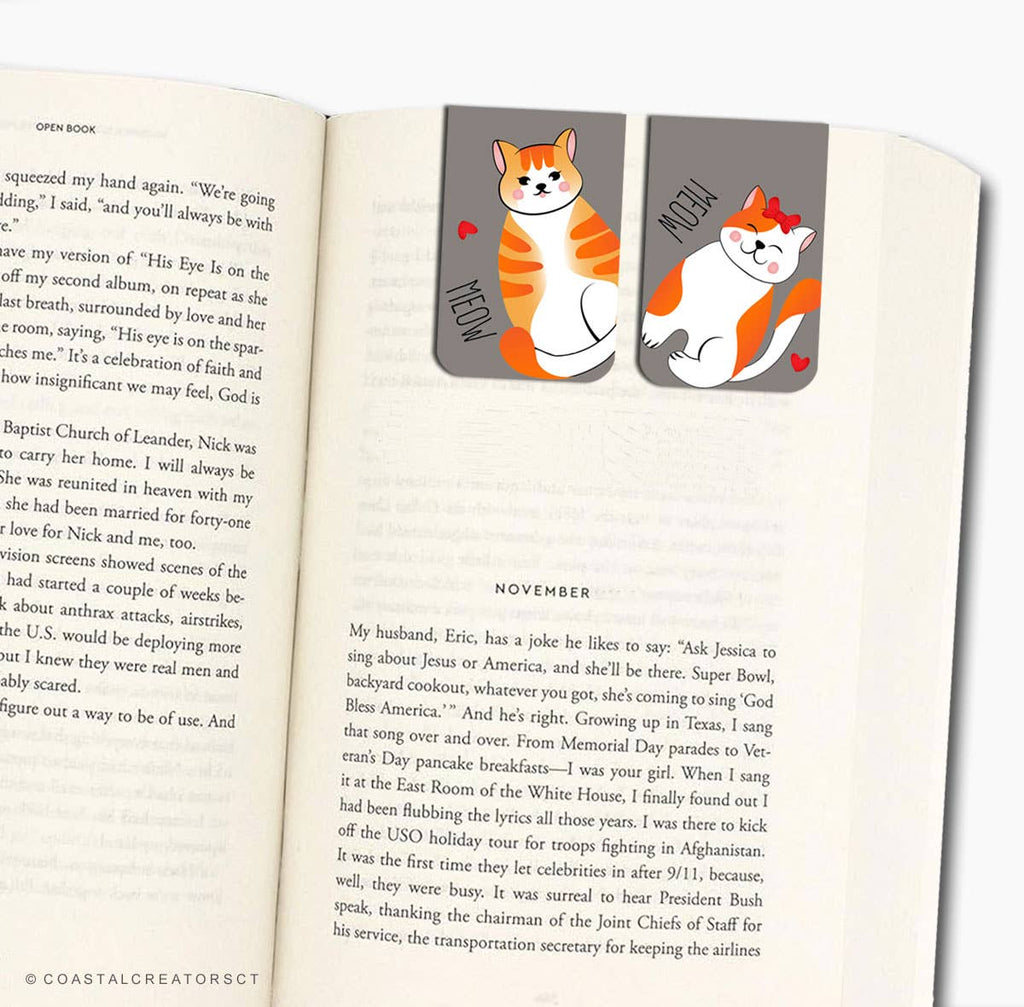 2-Pack Oriental Asian Cats Magnetic Bookmarks (Packaged)