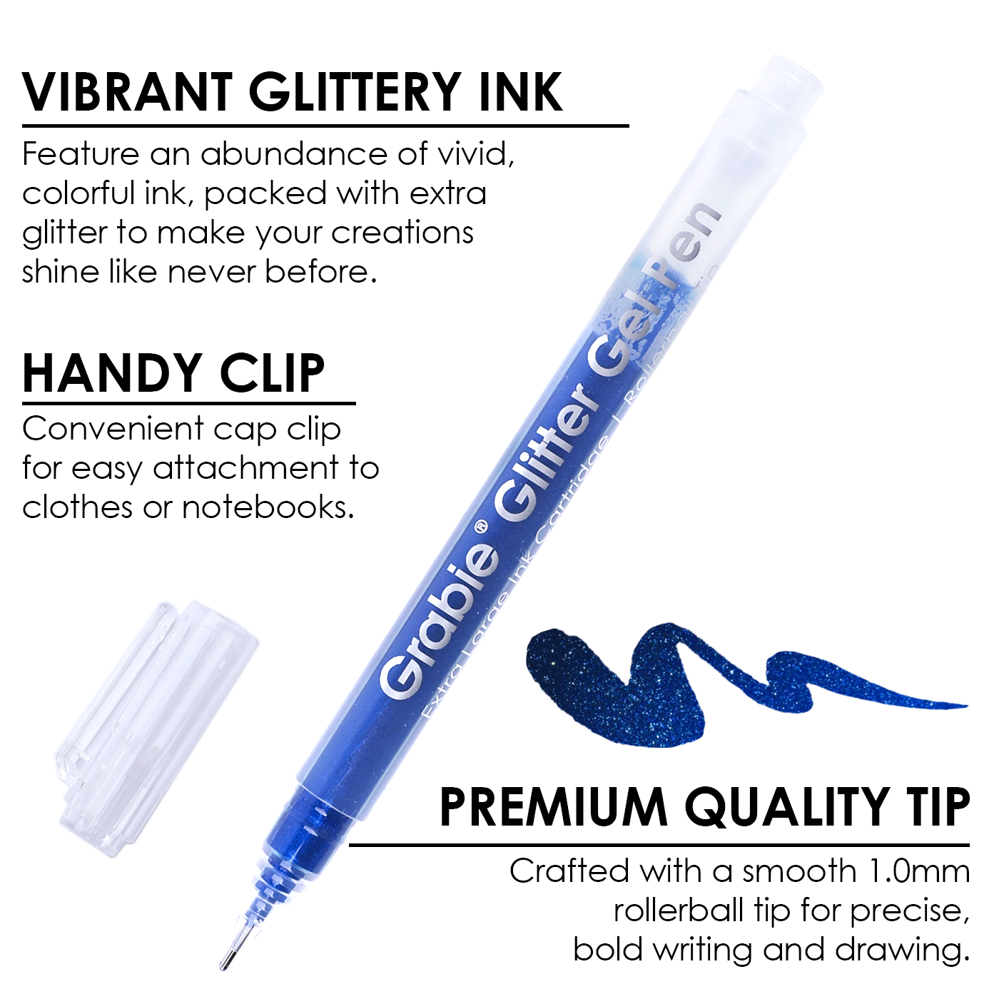 Jumbo Iridescent Glitter Gel Ink Pen Of 18