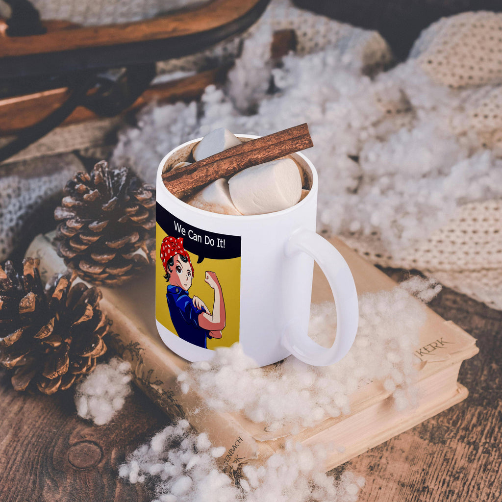 Rosie the Riveter Reimagined Magna Style Original Artwork Anime, Mug