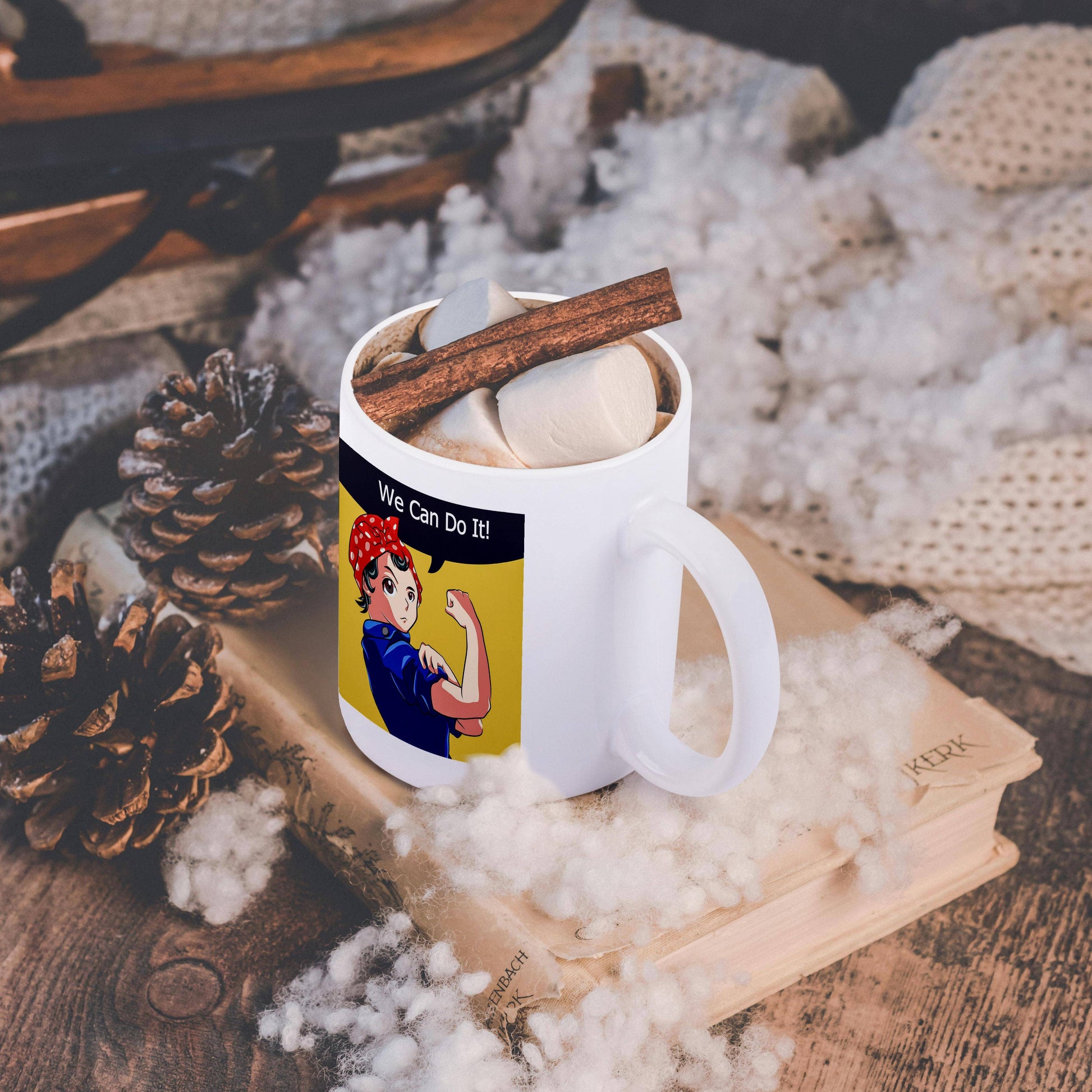 Rosie the Riveter Reimagined Magna Style Original Artwork Anime, Mug